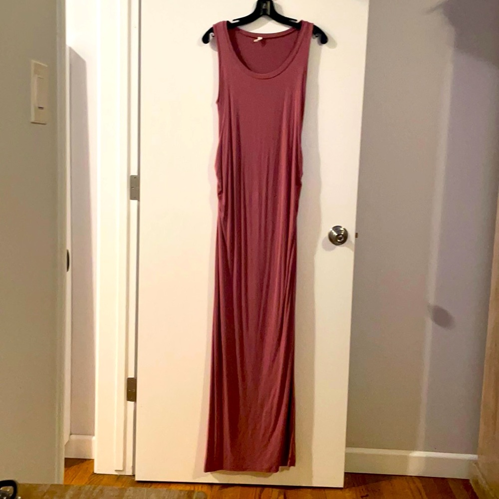 Maternity Pink Blush Mauve Sleeveless Modal Maxi Dress Size Small